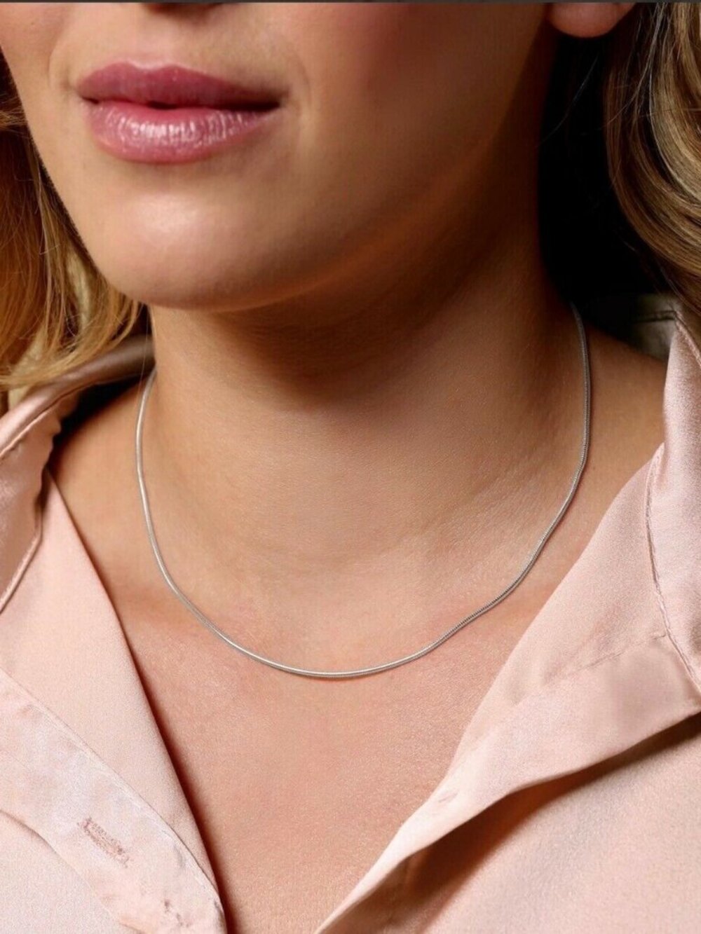 .925 Sterling Silver Two-Tone Snake Chain Choker 3.24mm 16in Italy